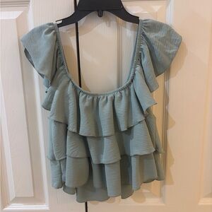 Ruffled Women's Top - Light Sage